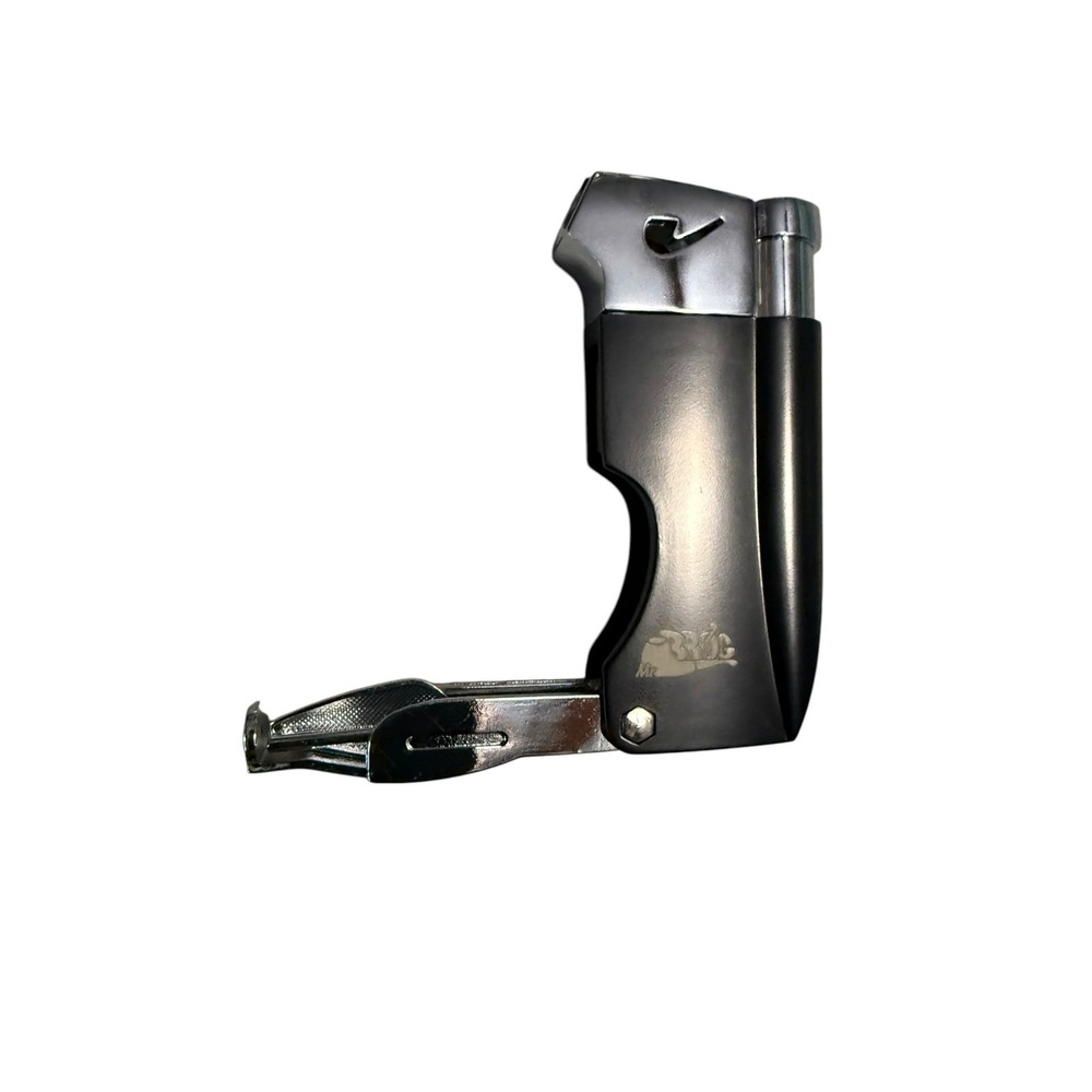 Brug Air Pipe Lighter Refillable Butane with Built-in Tamper Scraper Tool Black